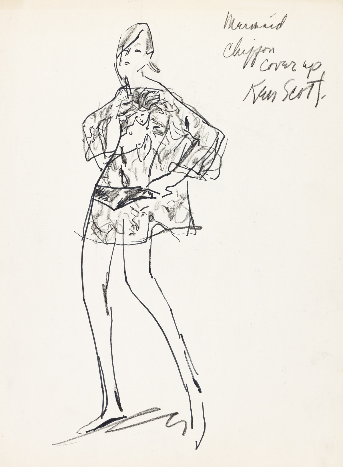 JOE EULA (1925-2004) Archive of over 100 sketchbook fashion drawings for mainly Italian designers. [GAY ARTIST]